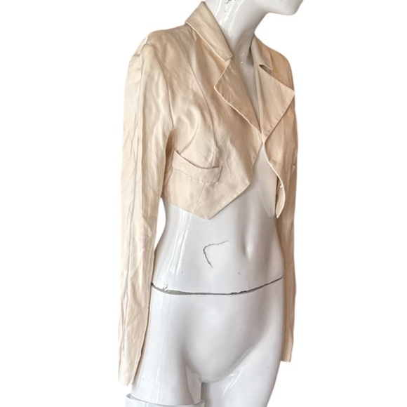 Haute Hippie Cream Silk Cropped Tuxedo Jacket Size Small - Picture 4 of 15